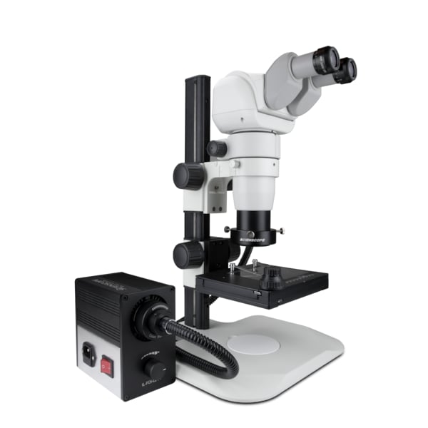 Ergo Stereo Zoom Microscope With Fiber-Optic LED On Ergo-Track Stand